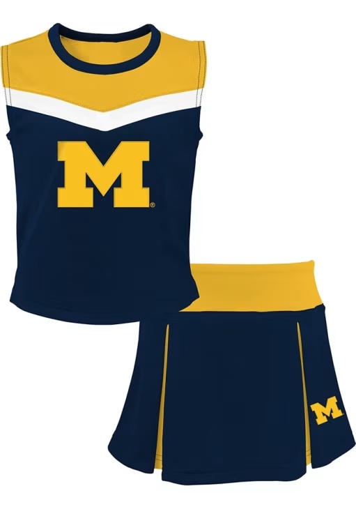 Girls Blue Michigan Wolverines Spirit Cheer 2PC Cheer Set