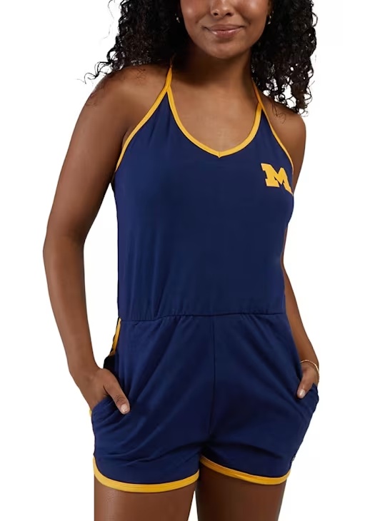 Womens Michigan Wolverines Blue Hype and Vice Retro Short Sleeve Dress