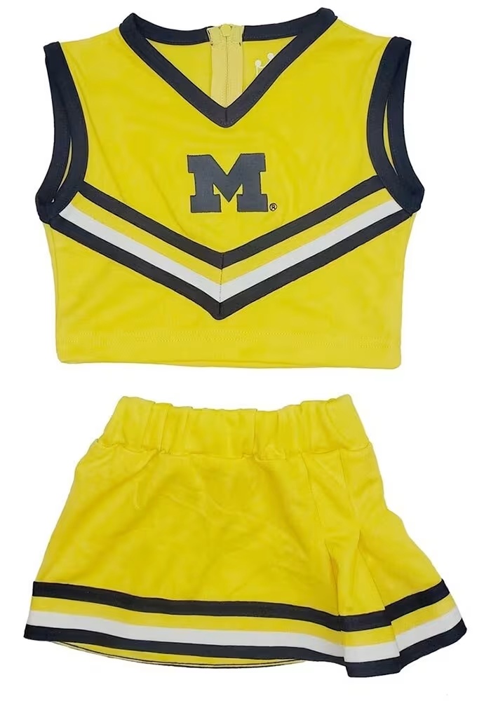 Girls Michigan Wolverines Yellow Little King Tackle Twill Cheer Set