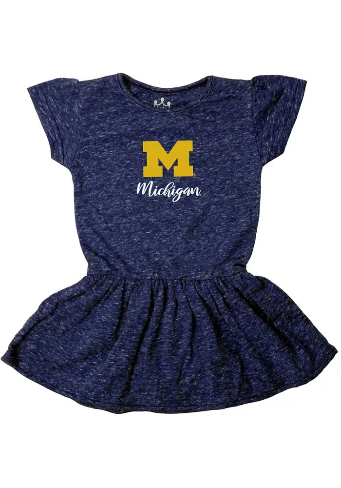 Toddler Girls Michigan Wolverines Blue Little King Primary Logo Short Sleeve Dress