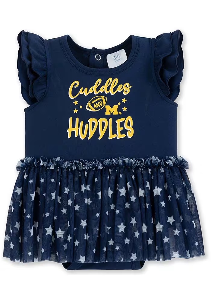 Baby Blue Michigan Wolverines Tutu Short Sleeve One Piece