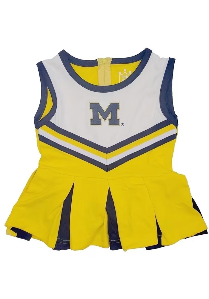 Baby Michigan Wolverines Yellow Little King Tackle Twill Cheer Dress