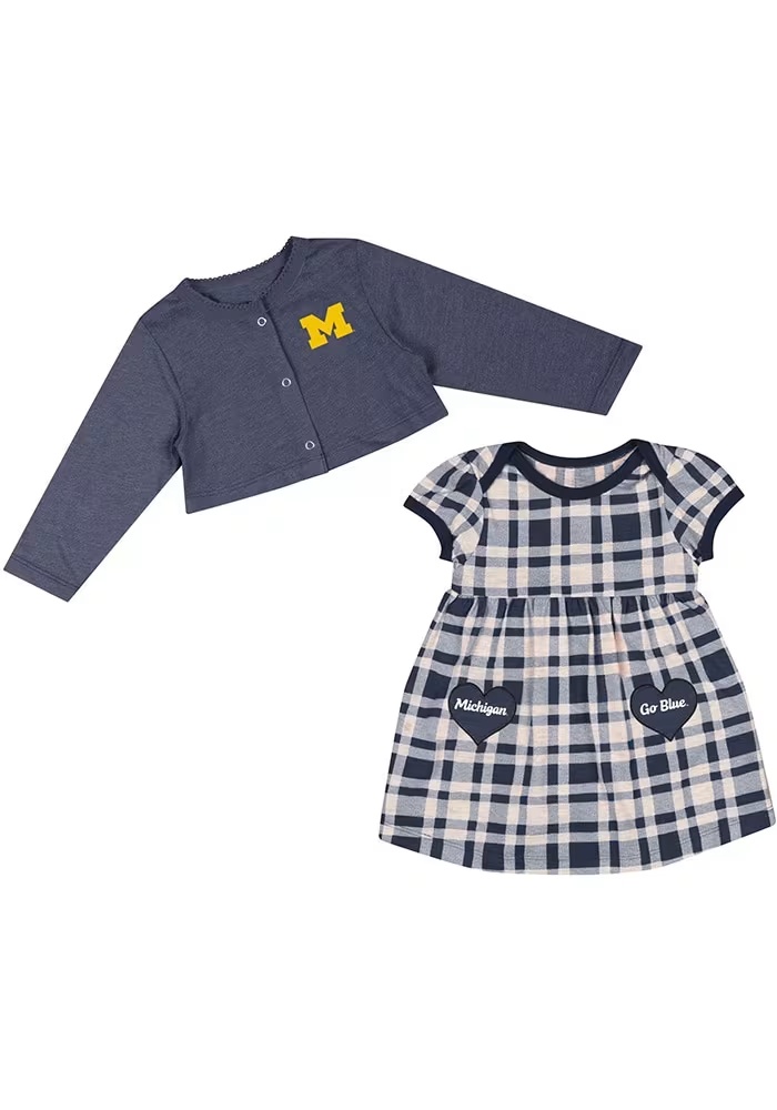 Baby Girls Michigan Wolverines Blue Colosseum Marceline Short Sleeve Dress