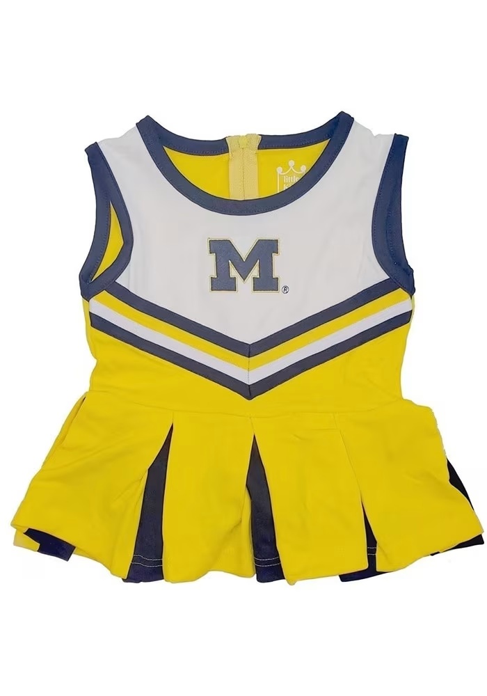 Toddler Girls Michigan Wolverines Yellow Little King Tackle Twill Cheer Dress Sets