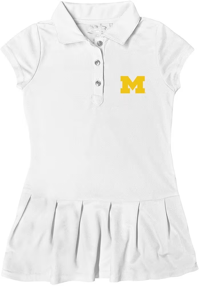 Toddler Girls White Michigan Wolverines Caroline Short Sleeve Dress