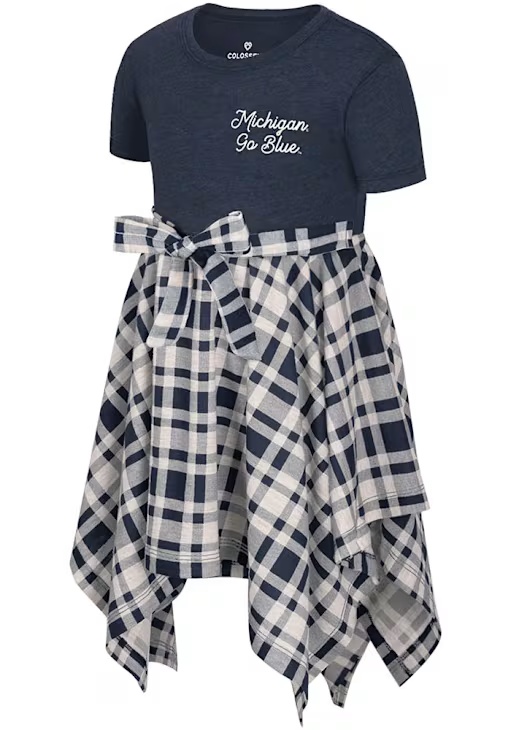 Toddler Girls Michigan Wolverines Blue Colosseum Marceline Short Sleeve Dress