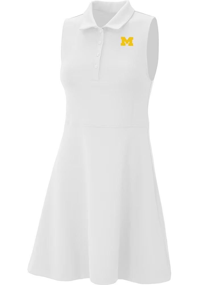 Womens Michigan Wolverines White Columbia Heat Seal Match Short Sleeve Dress