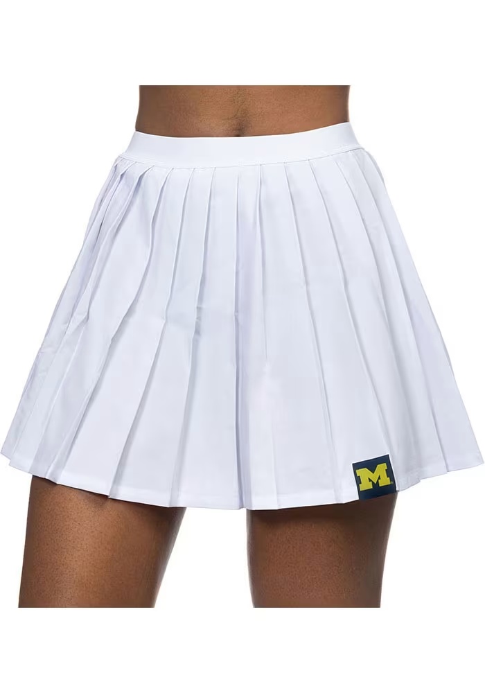 Womens White Michigan Wolverines Pleated Skirt