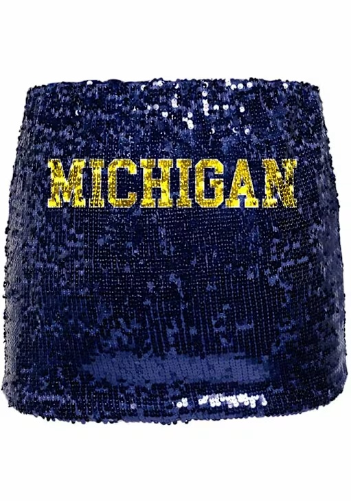 Womens Michigan Wolverines Blue Hype and Vice Sequin Skirt