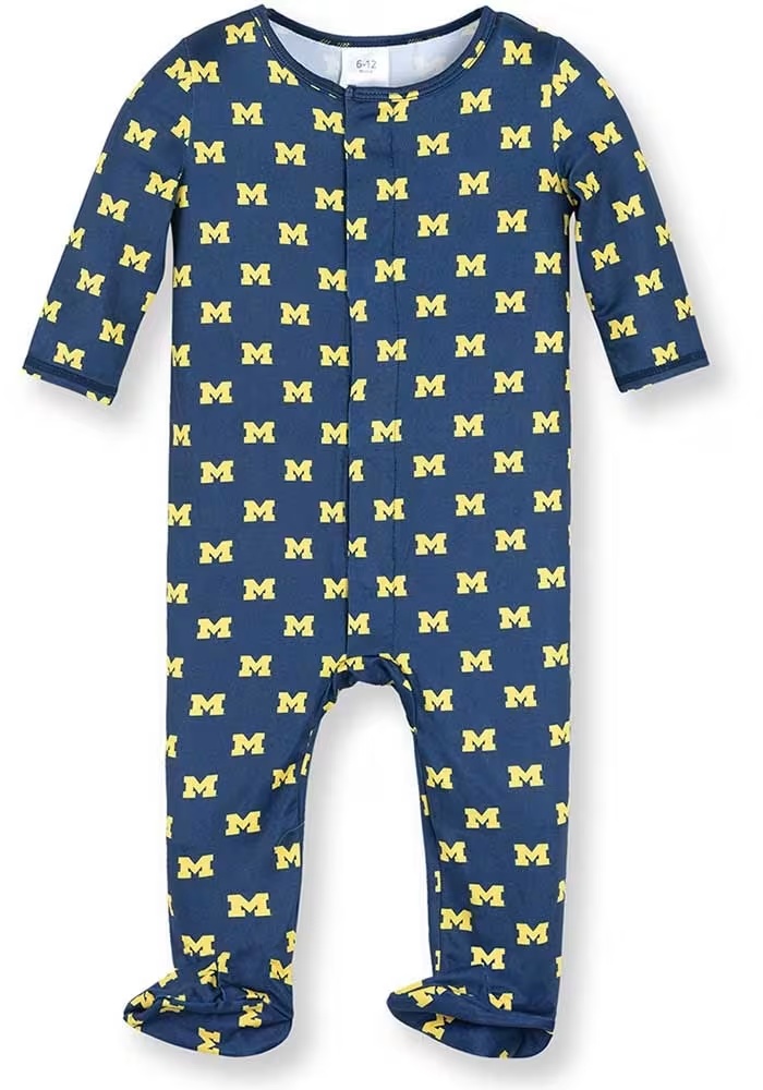 Baby Blue Michigan Wolverines Magnetic Loungewear One Piece Pajamas