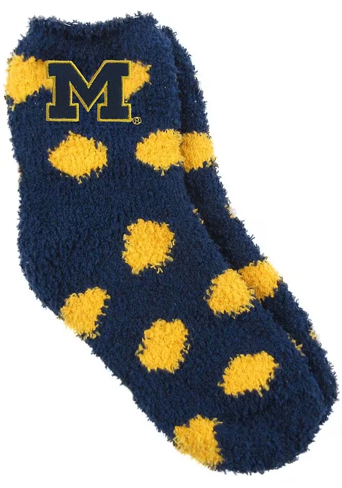 Fuzzy Dot Michigan Wolverines Youth Quarter Socks - Blue