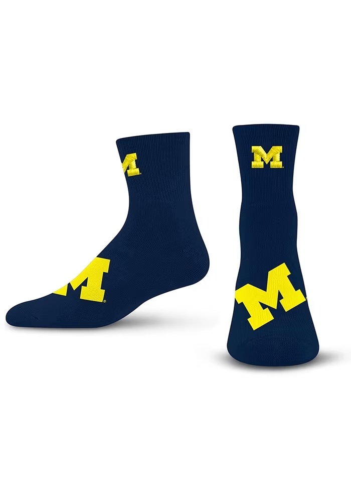 Big Teams Michigan Wolverines Mens Quarter Socks - Blue