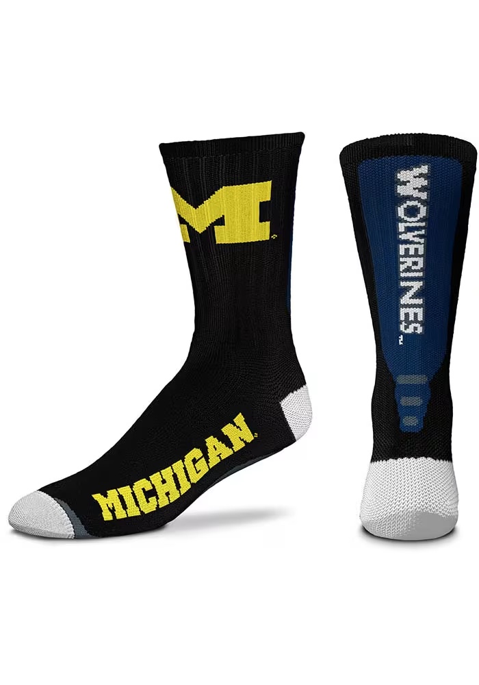 Jump Key Black Michigan Wolverines Mens Crew Socks - Black