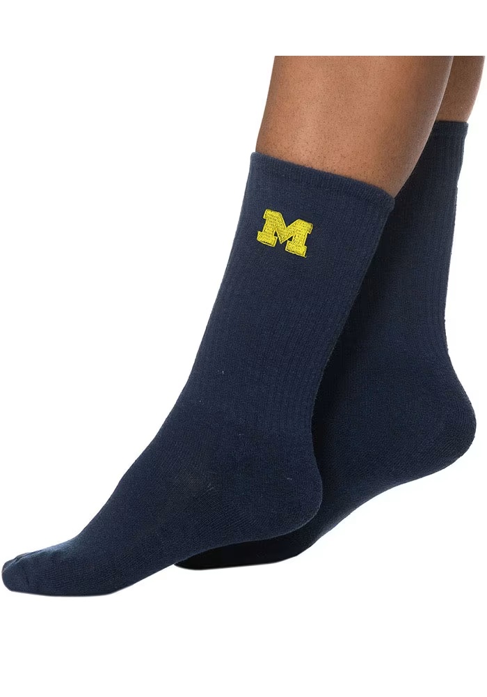 Mid Calf Michigan Wolverines Womens Crew Socks - Blue
