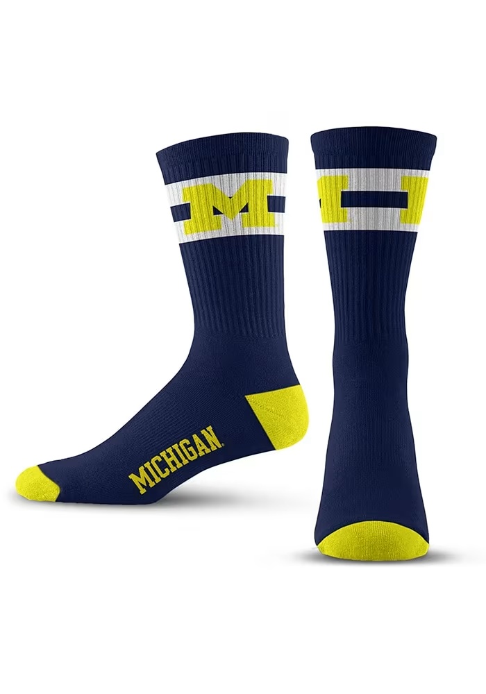 2 Stripe Michigan Wolverines Youth Crew Socks - Blue