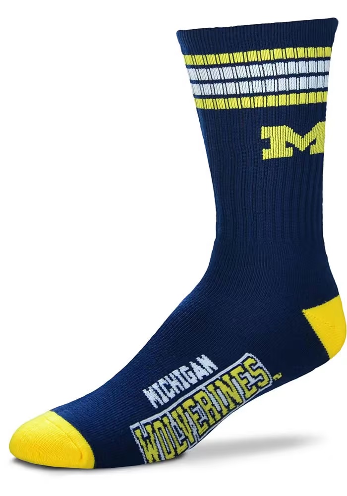 4 Stripe Deuce Michigan Wolverines Youth Crew Socks - Blue