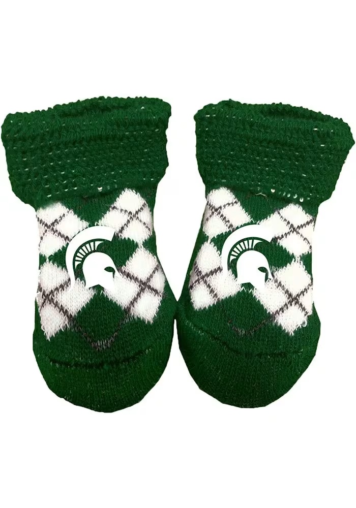 Patterned Michigan State Spartans Baby Bootie Boxed Set - Green
