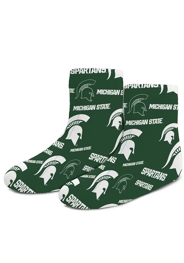 Word Stripe Tonal Michigan State Spartans Baby Quarter Socks - Green