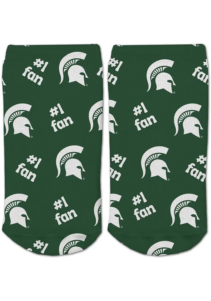 #1 Fan Michigan State Spartans Baby Quarter Socks - Green