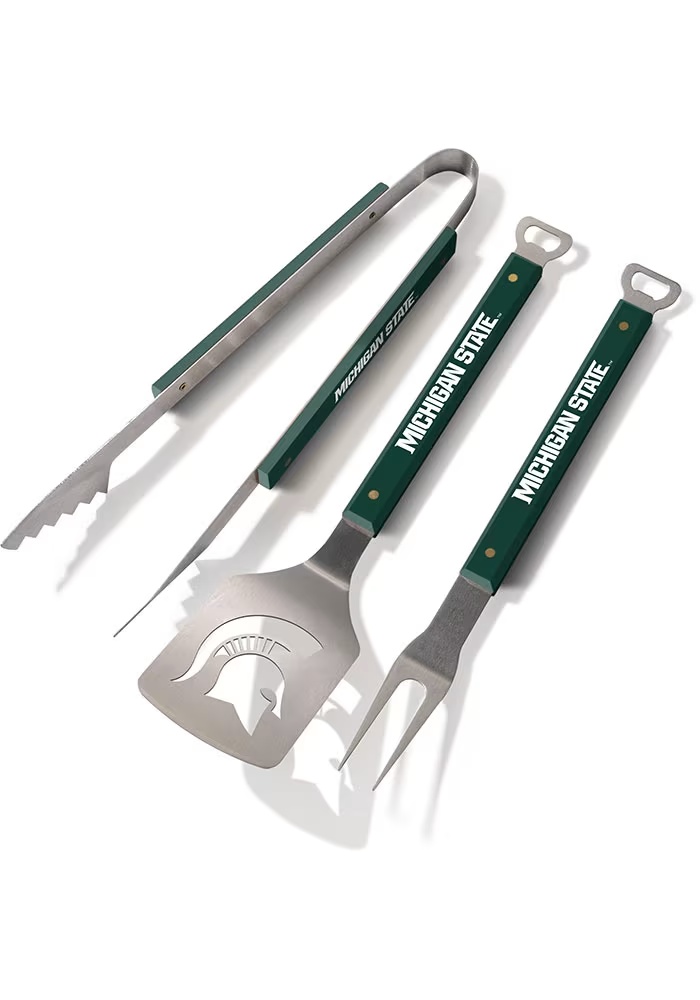 Green Michigan State Spartans Spirit 3 Piece BBQ Tool Set