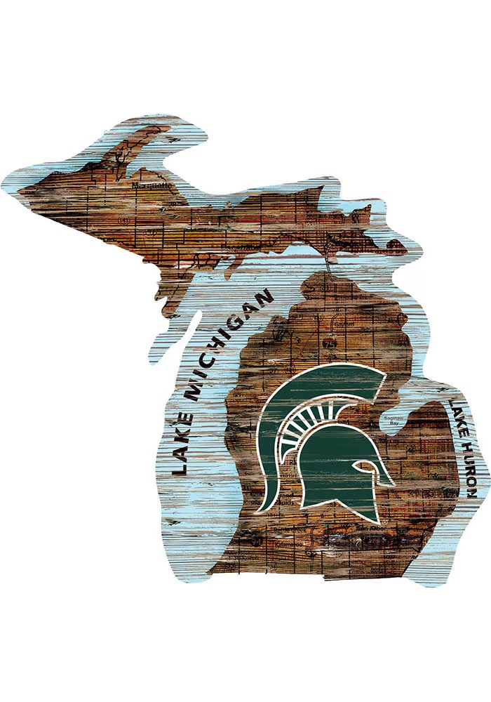 Green Michigan State Spartans 12 Mini Roadmap State Sign Sign