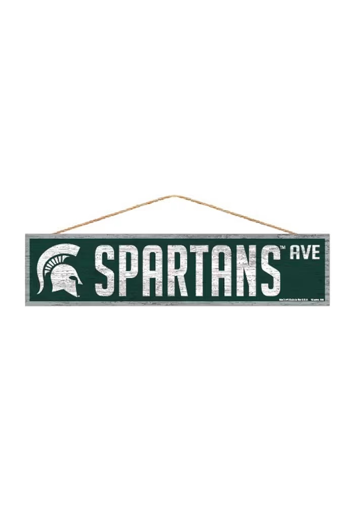Green Michigan State Spartans 4x17 inch Wood Ave Sign