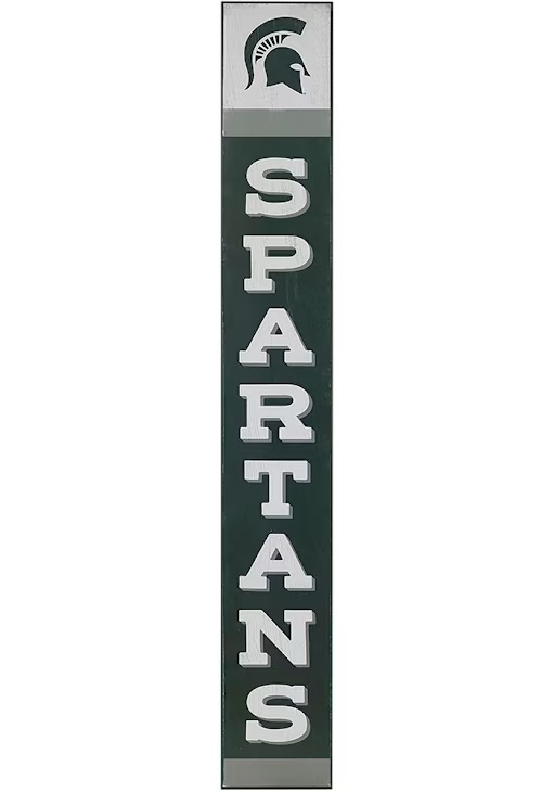 Green Michigan State Spartans Vertical Wood Sign