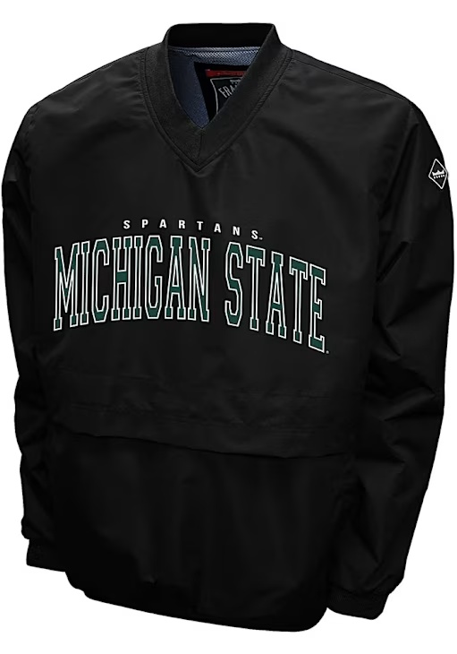 Mens Black Michigan State Spartans Members Windshell Pullover Jackets