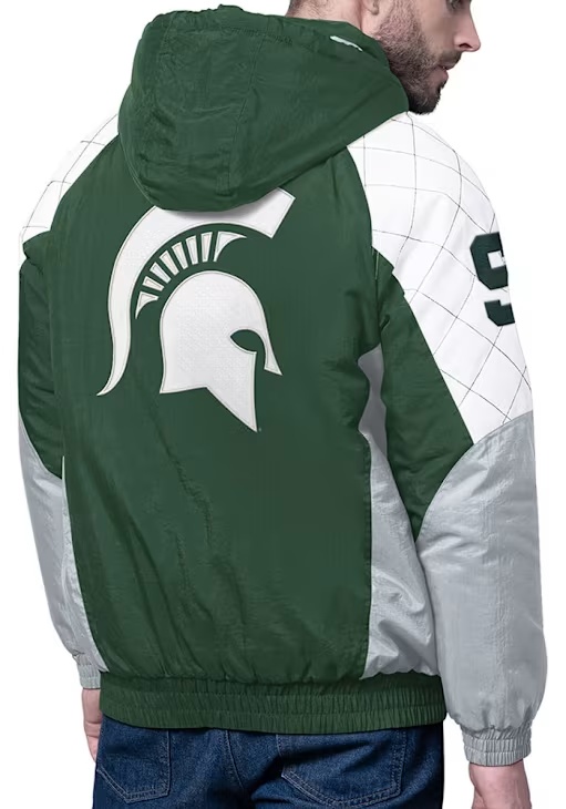 Starter Michigan State Spartans Mens All Time Pro Full Heavyweight Jacket - Green