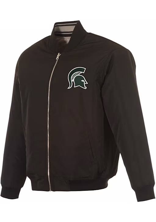 Mens Black Michigan State Spartans Reversible Primary Logo Medium Weight Jacket