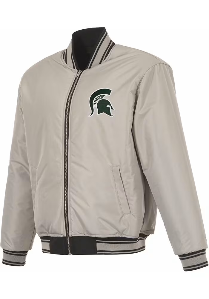Mens Black Michigan State Spartans Reversible Primary Logo Medium Weight Jacket