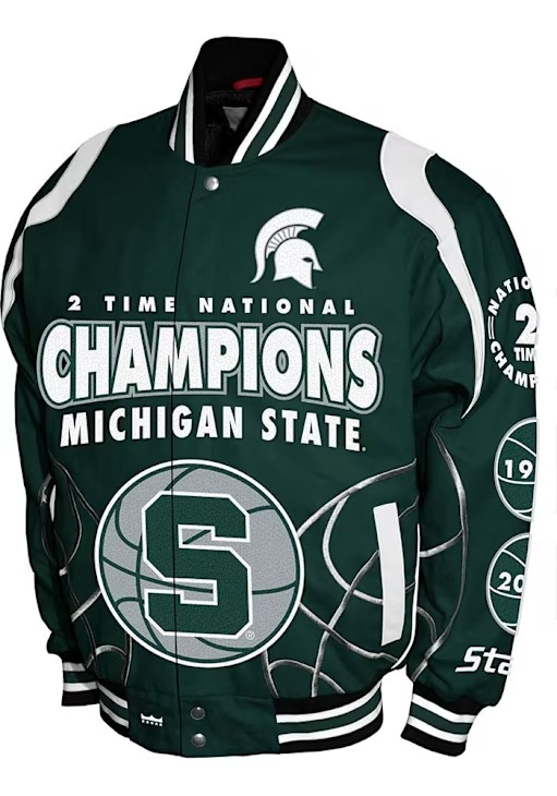 Michigan State Spartans Basketball Commemorative Cotton Twill Heavyweight Jacket - Green