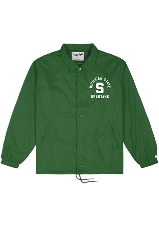 Mens Michigan State Spartans Green Homefield Coaches Light Weight Jacket