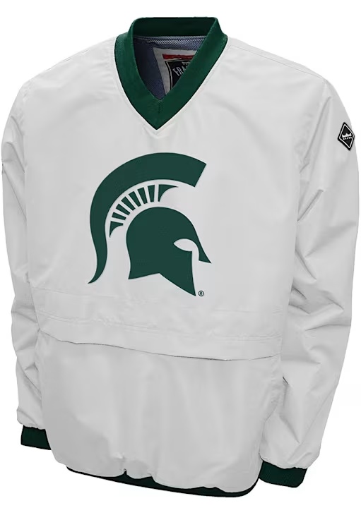 Mens White Michigan State Spartans Big Logo Windshell Pullover Jackets