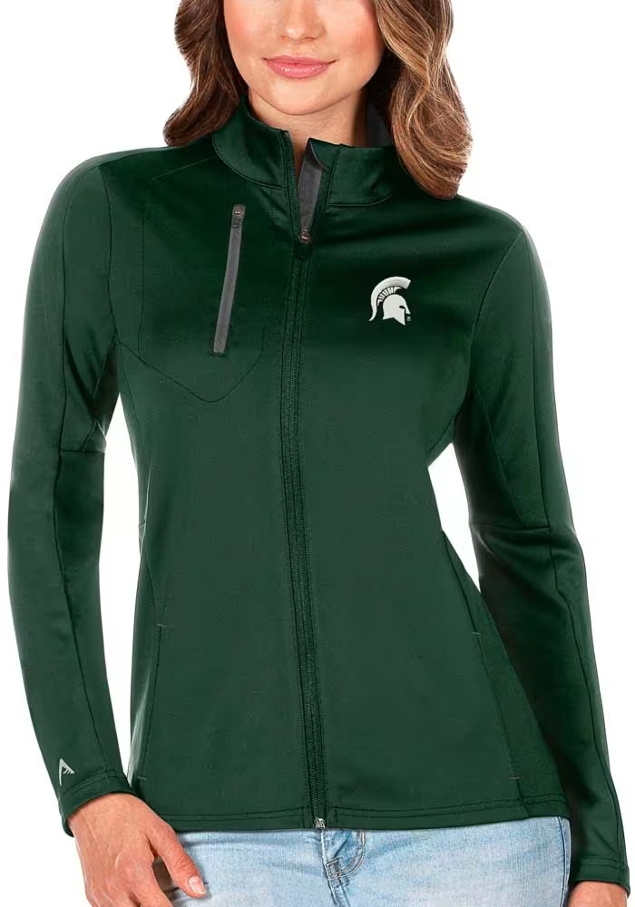 Womens Michigan State Spartans Green Antigua Generation Light Weight Jacket
