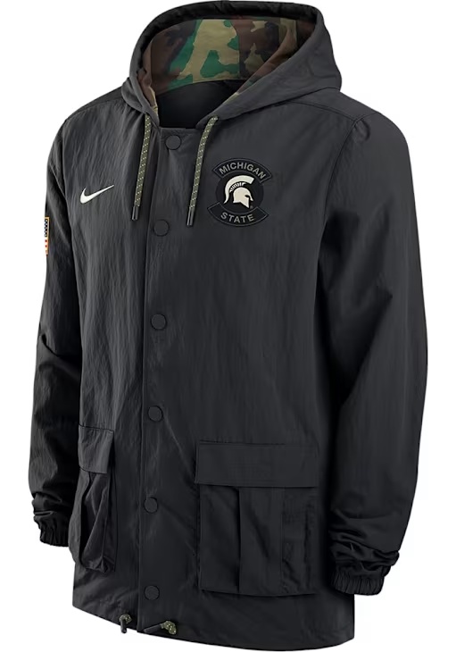 Mens Michigan State Spartans Black Nike Military Appreciation Dri-FIT Light Weight Jacket