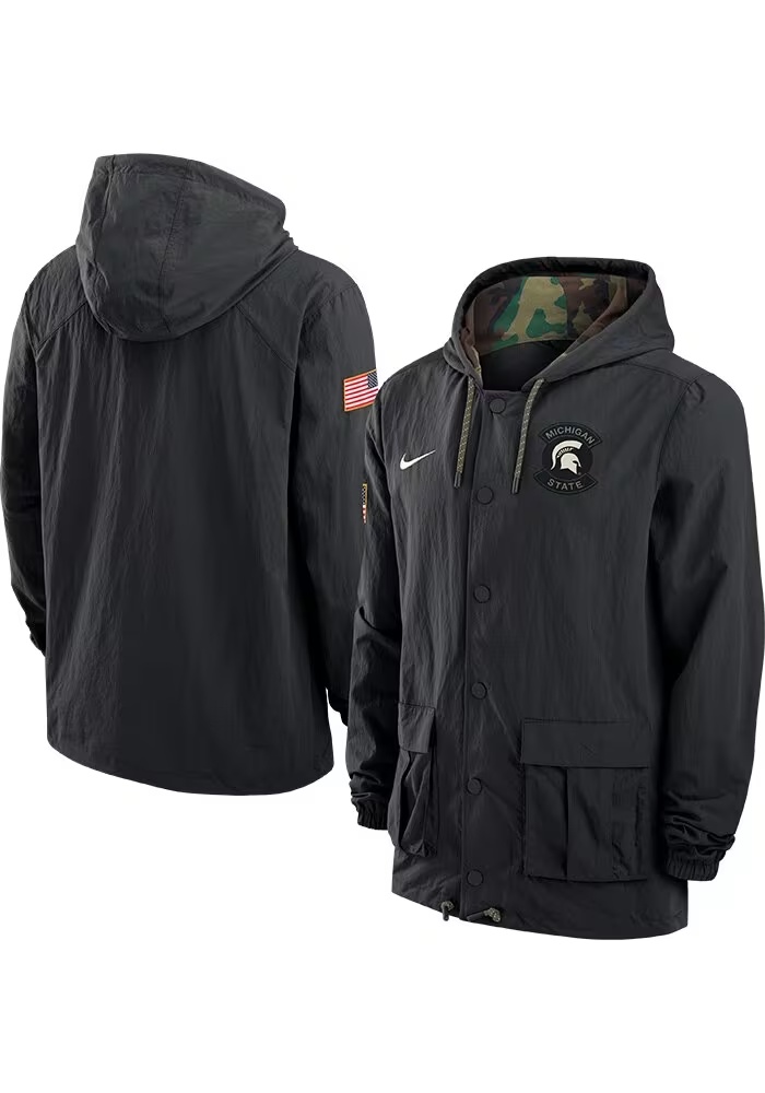 Mens Michigan State Spartans Black Nike Military Appreciation Dri-FIT Light Weight Jacket