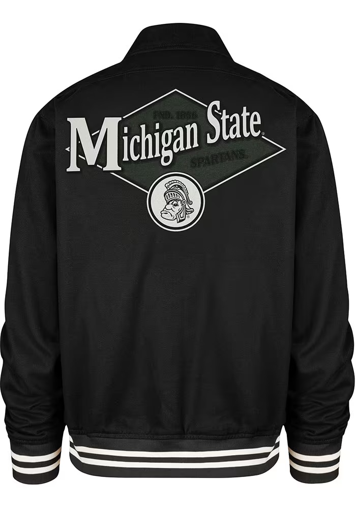 Mens Michigan State Spartans Black 47 Golden Diamond Light Weight Jacket