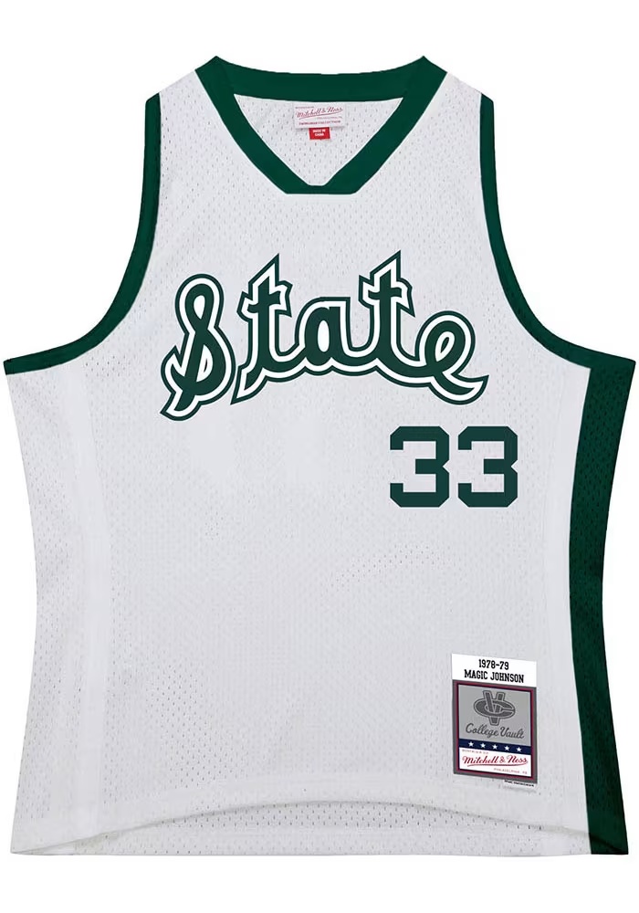 Magic Johnson Mens White Michigan State Spartans Replica Basketball Basketball Jersey