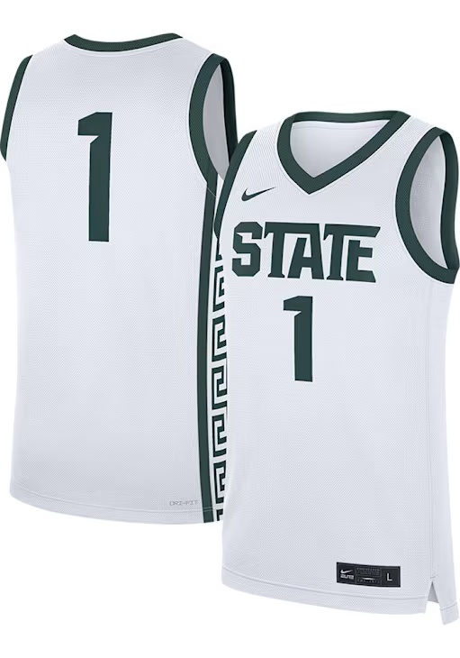 Mens Michigan State Spartans White Nike #1 Replica Home Basketball Basketball Jersey