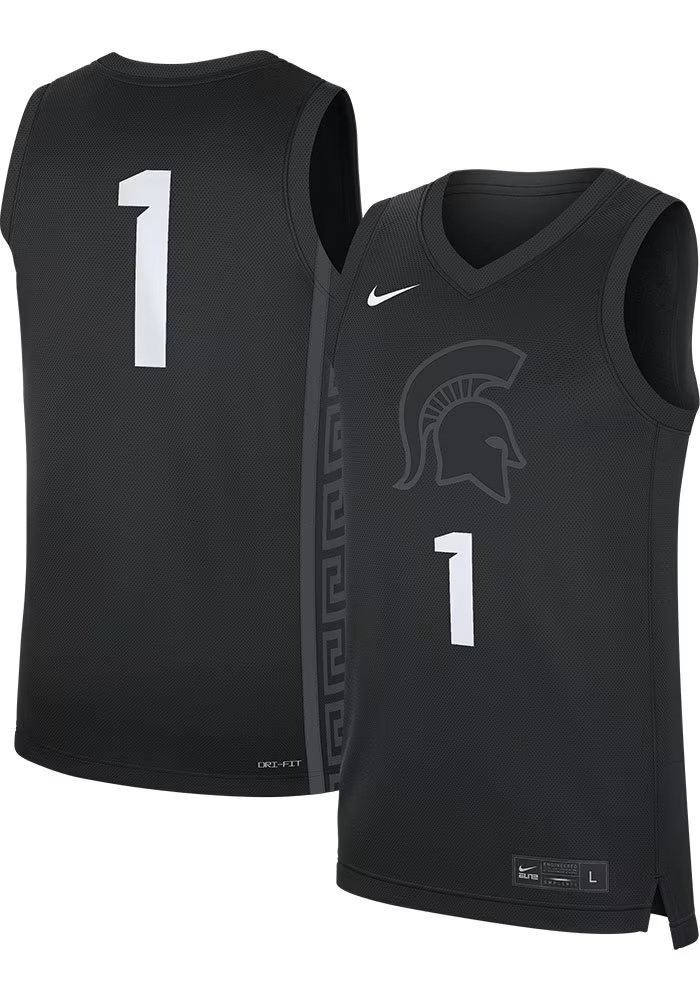 Mens Michigan State Spartans Black Nike #1 Replica Alt Basketball Jersey