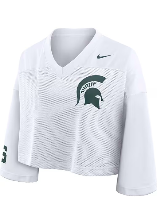 Womens Michigan State Spartans White Nike Crop Jersey Fashion Football