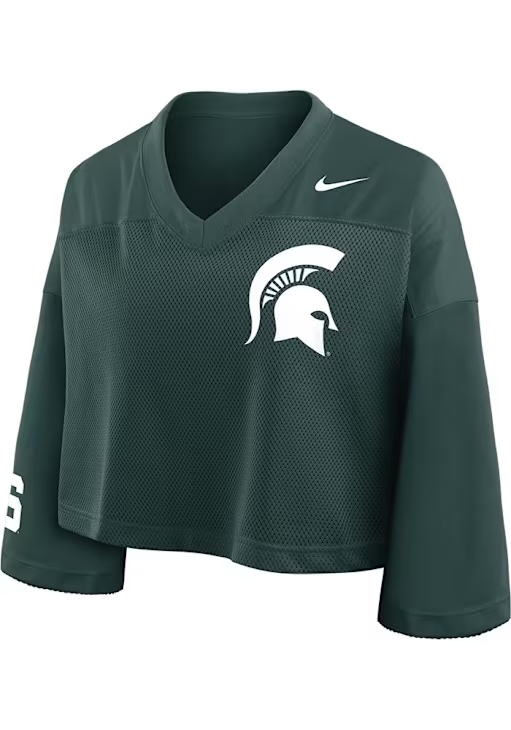 Womens Michigan State Spartans Green Nike Crop Jersey Fashion Football