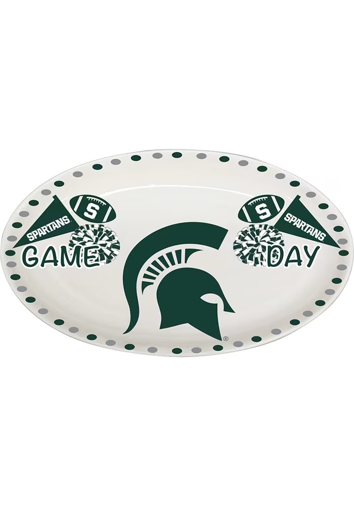 Green Michigan State Spartans Cermaic Game Day Serving Tray