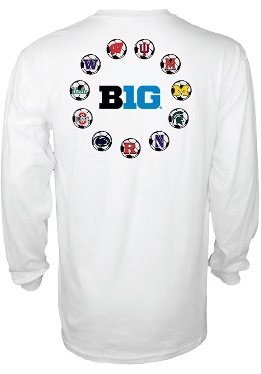 Mens Big Ten White Blue 84 Big Ten Men's Soccer All Teams Tee