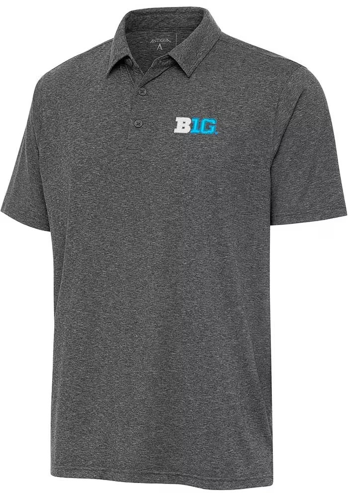Mens Big Ten Black Antigua Par 3 Short Sleeve Polo Shirt