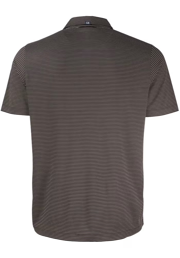 Mens Big Ten Black Cutter and Buck Forge Eco Fine Line Short Sleeve Polo Shirt