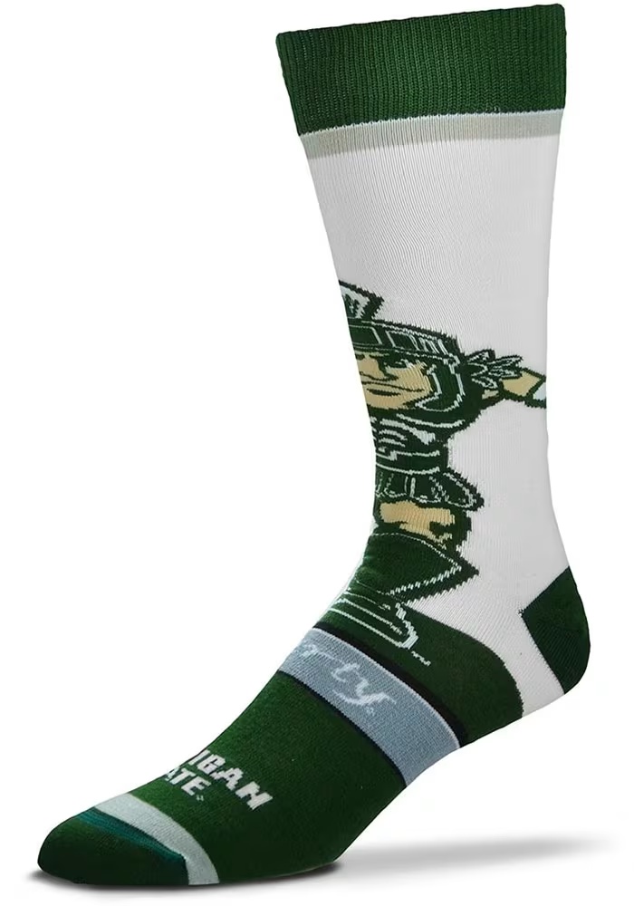 Mascot Bobblehead Michigan State Spartans Mens Dress Socks - Green