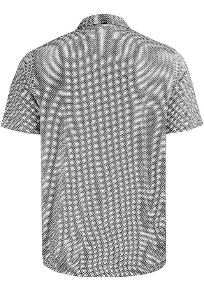 Mens Big Ten Black Cutter and Buck Pike Diamond Dot Short Sleeve Polo Shirt