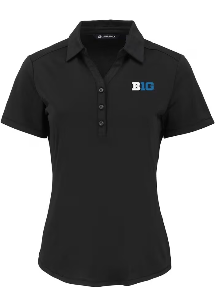 Womens Big Ten Black Cutter and Buck Forge Eco Polo Short Sleeve Polo Shirt